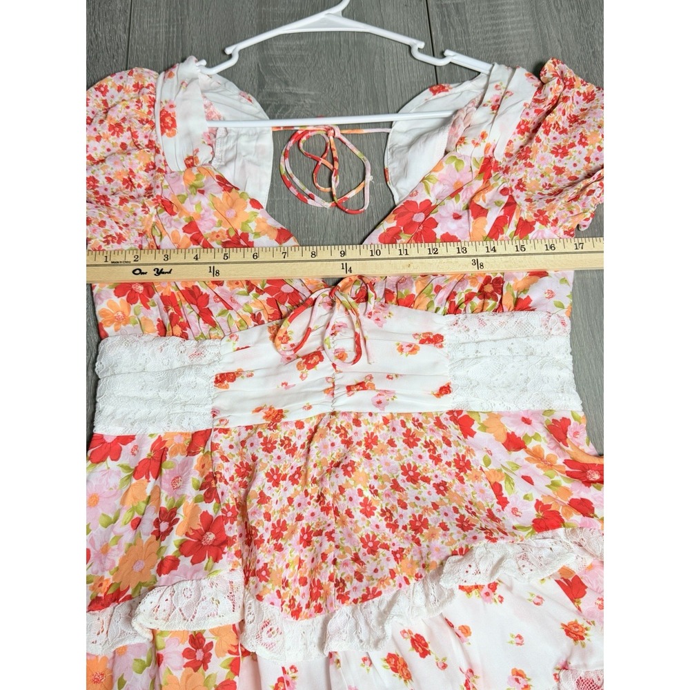 Altar'd State Aderny Floral Patchwork Mini Dress XL Cottagecore Coquette Lace - Picture 12 of 16